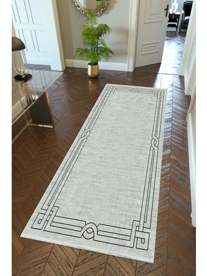 10 Post Online Yolluk Gri Kaymaz Kesme Yıkanabilir Ince Dijital Baskı Koridor Halısı