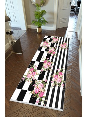10 Post Online Yolluk Mutfak Halısı Beyaz Siyah Pembe Kaymaz Kesme Yıkanabilir Ince Dijital Baskı Koridor Halısı