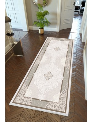 10 Post Online Yolluk Ekru Krem Vizon Kaymaz Kesme Yıkanabilir Ince Dijital Baskı Koridor Halısı