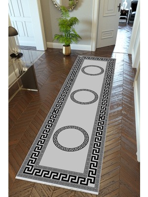 10 Post Online Yolluk Gri Siyah Kaymaz Kesme Yıkanabilir Ince Dijital Baskı Koridor Halısı