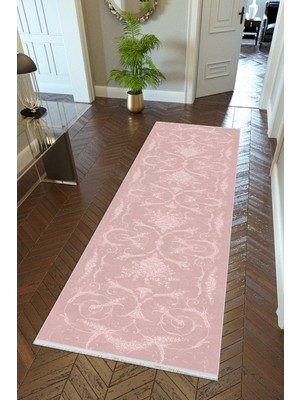 10 Post Online Yolluk Pembe Kaymaz Kesme Yıkanabilir Ince Dijital Baskı Koridor Halısı