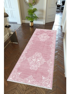 10 Post Online Yolluk Bordo Beyaz Kaymaz Kesme Yıkanabilir Ince Dijital Baskı Koridor Halısı