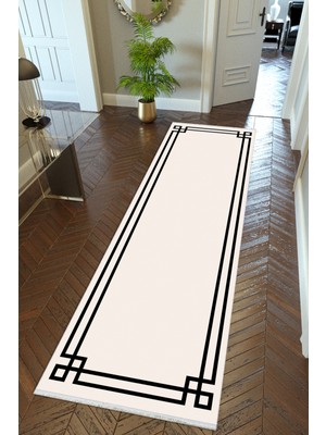 10 Post Online Yolluk Bej Krem Siyah Kaymaz Kesme Yıkanabilir Ince Dijital Baskı Koridor Halısı