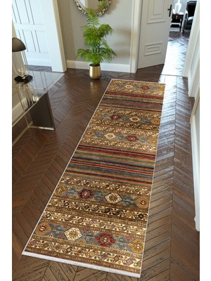 10 Post Online Yolluk Otantik Kahverengi Kaymaz Kesme Yıkanabilir Ince Dijital Baskı Koridor Halısı