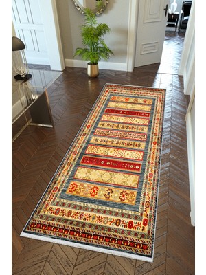 10 Post Online Yolluk Kilim Desenli Otantik Turuncu Kaymaz Kesme Yıkanabilir Ince Dijital Baskı Koridor Halısı