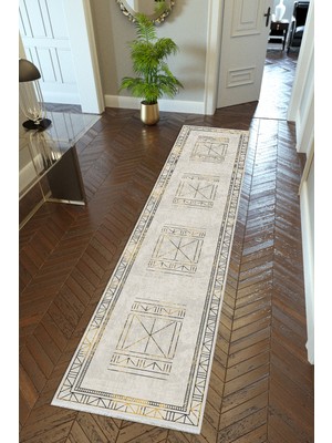 10 Post Online Yolluk Gri Kaymaz Kesme Yıkanabilir Ince Dijital Baskı Koridor Halısı