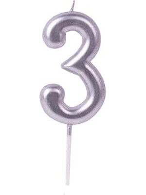 Partici 3 Rakam Mum Gümüş