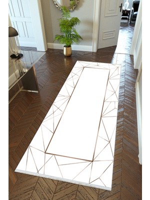 10 Post Online Yolluk Beyaz Kahverengi Kaymaz Kesme Yıkanabilir Ince Dijital Baskı Koridor Halısı