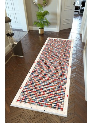 10 Post Online Yolluk Bordo Kaymaz Kesme Yıkanabilir Ince Dijital Baskı Koridor Halısı