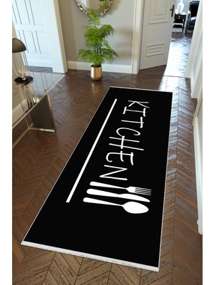 10 Post Online Yolluk Mutfak Halısı Kitchen Siyah Beyaz Kaymaz Kesme Yıkanabilir Ince Dijital Baskı Koridor Halısı