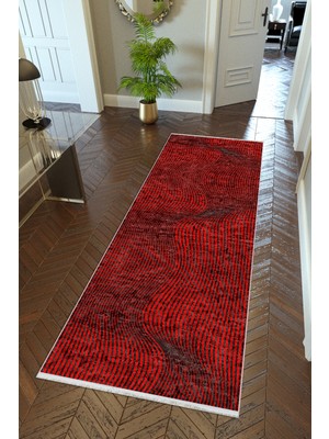 10 Post Online Yolluk Kırmızı Bordo Kaymaz Kesme Yıkanabilir Ince Dijital Baskı Koridor Halısı