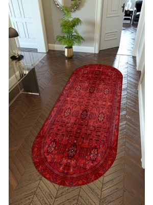 10 Post Online Yolluk Otantik Bordo Kaymaz Kesme Yıkanabilir Ince Dijital Baskı Koridor Halısı