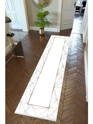 10 Post Online Yolluk Beyaz Kahverengi Kaymaz Kesme Yıkanabilir Ince Dijital Baskı Koridor Halısı