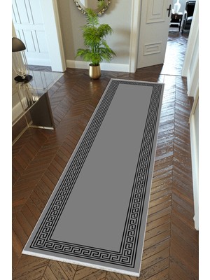 10 Post Online Yolluk Gri Kaymaz Kesme Yıkanabilir Ince Dijital Baskı Koridor Halısı