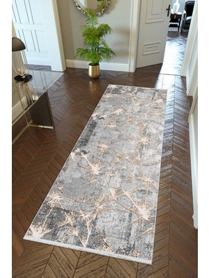 10 Post Online Yolluk Gri Kahverengi Kaymaz Kesme Yıkanabilir Ince Dijital Baskı Koridor Halısı