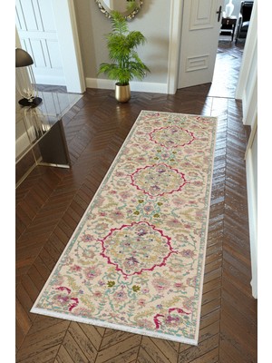 10 Post Online Yolluk Otantik Ekru Kaymaz Kesme Yıkanabilir Ince Dijital Baskı Koridor Halısı