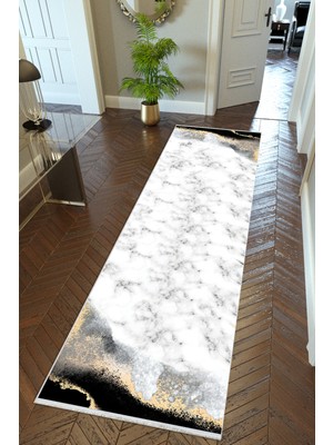 10 Post Online Yolluk Taş Mermer Gri Beyaz Siyah Kaymaz Kesme Yıkanabilir Ince Dijital Baskı Koridor Halısı