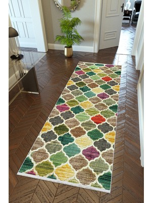 10 Post Online Yolluk Fas Desenli Kahverengi Kaymaz Kesme Yıkanabilir Ince Dijital Baskı Koridor Halısı