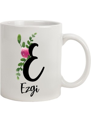 Hediye Rengi Isme Özel Kupa Bardak - Pembe Çiçekli Harf