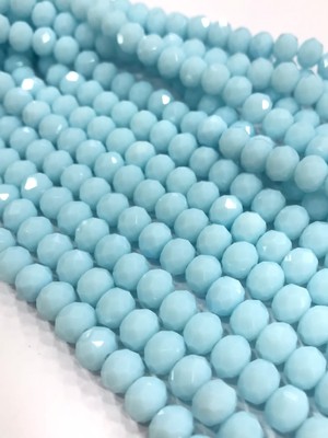 Livza Bijuteri  kristal Boncuk , Açık Mavi Renk Kristal Boncuk Dizisi, mm Yuvarlak 40CM Dizi