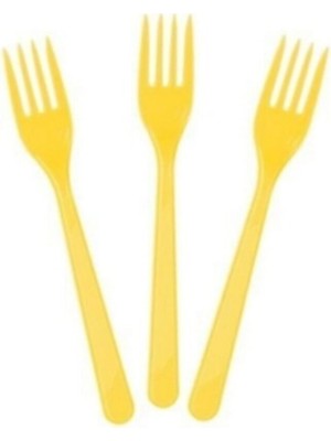Dipak Sarı Renk Plastik Çatal 25 Adet