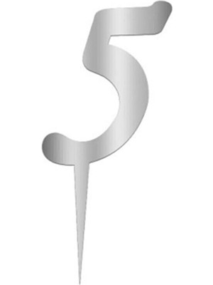 Dipak Gümüş Renk 5 Rakam Pasta Üstü Parlak Pleksi