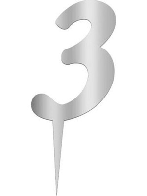 Dipak Gümüş 3 Rakam Pasta Üstü Parlak Pleksi 7 cm