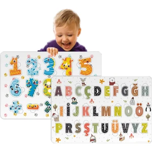 2'li Set Harfler ve Rakamlar Bul-Tak Eğitici Ahşap Çocuk Puzzle