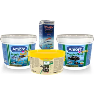 Elite Pro Veggie Garlic 80 Gram +  Veggie Chips 80 Gram + Sera Spirulina 25 Tablet + Fishvit 30 cc