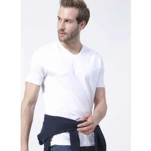 Beyaz Erkek Basic Modal T-Shirt ROMEO-V