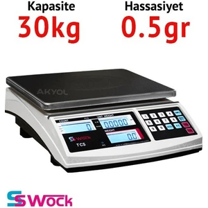 Tcs-A 30K Dijital Hassas Sayıcı Terazi - Hassasiyet: 0.5 Gr. Max: 30 Kg.