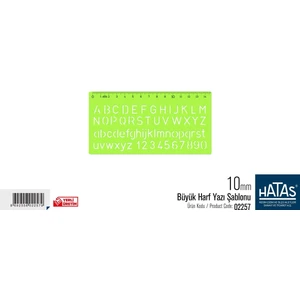 Büyük Harf Yazı Şablonu 10 Mm. No:02257
