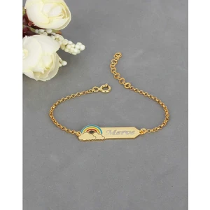 Else Silver 925 Ayar Gümüş Gökkuşağı Tasarımlı Isimli Çocuk Bileklik