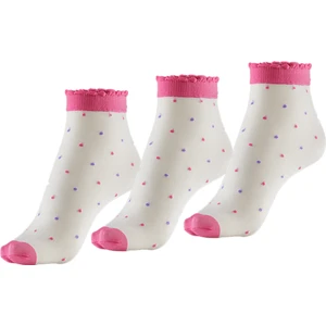 Bonny Silver Koku Yapmayan Dotly Soket Kadın Pembe Gümüş Çorap 3'lü Paket