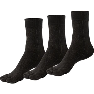 Bonny Silver Mantar Önleyici Parmaklı Soket Erkek Siyah Gümüş Çorap 3'lü Paket