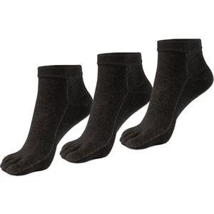 Bonny Silver Mantar Önleyici Parmaklı Patik Kadın Siyah Gümüş Çorap 3'lü Paket