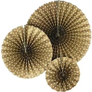 Organizasyon Pazarı 3 Boy Yelpaze Doğum Günü Süsü Sarı Renk Beyaz Puantiyeli Tavan Süsü