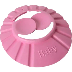 Bebek Banyo Şapkası Düğmeli Kulaklıklı Pembe