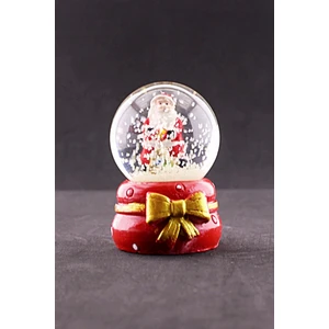 Deco Elit Yeni Yıl I Noel Baba Temalı Kurdele Detaylı Mini Boy Işıklı Kar Küresi 6,5 cm A