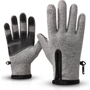 Eldiven Erkek Kış Spor Bisiklet Rüzgar Geçirmez Açık Dağcılık Kayak Aşınmaya Dayanıklı Dokunmatik Ekran Artı Kadife Sıcak Tam Parmak Eldivenleri Gri (Yurt Dışından)