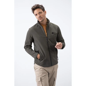 Haki Fermuarlı Dik Yaka Su ve Rüzgar Geçirmez Softshell Erkek Mont - 88050