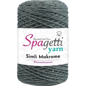 Spagetti Yarn Simli Makrome Haki (Gümüş Sim)