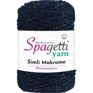 Spagetti Yarn Simli Makrome Lacivert (Multisim)