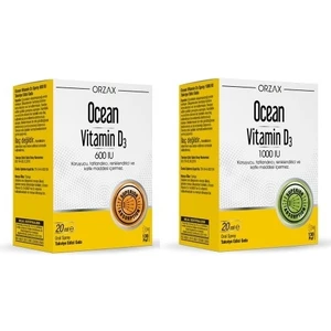 Ocean Vitamin D3 600 Iu 20 ml Sprey+Ocean Vitamin D3 1000 Iu 20 ml Sprey