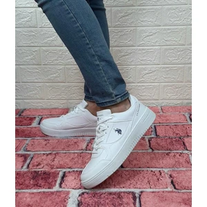 U.S. Polo Assn. Lee Wmn Beyaz Düz Sneaker Kaymaz Fuspetli Spor Ayakkabı