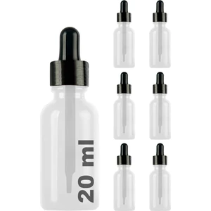 20 cc Şeffaf Damlalık Metal Siyah Sızdırmaz Kapaklı 20 ml Dropper Cam Serum Şişesi 6 Adet