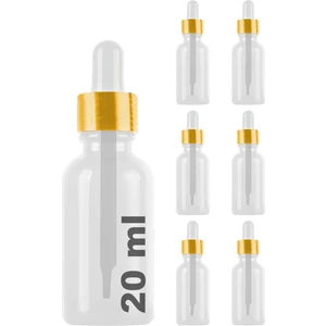 20 cc Şeffaf Damlalık Metal Gold Sızdırmaz Kapaklı 20 ml Dropper Cam Serum Şişesi 6 Adet