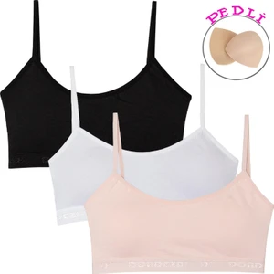 Genç Kız Yarım Atlet Ip Askı Pedli Büstiyer 3'lü Set