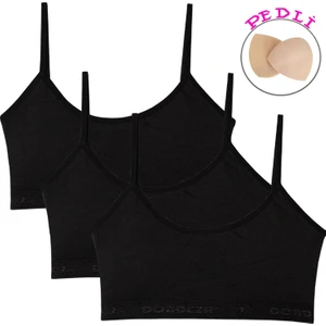 Genç Kız Yarım Atlet Ip Askı Pedli Büstiyer 3'lü Set