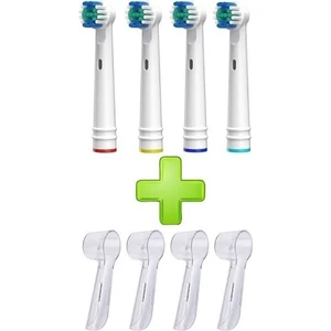 Oral B Diş Fırçasına Uyumlu 4lu Yedek Başlık ve 4 Adet Koruyucu Başlık Fırça ve 4 Kapak